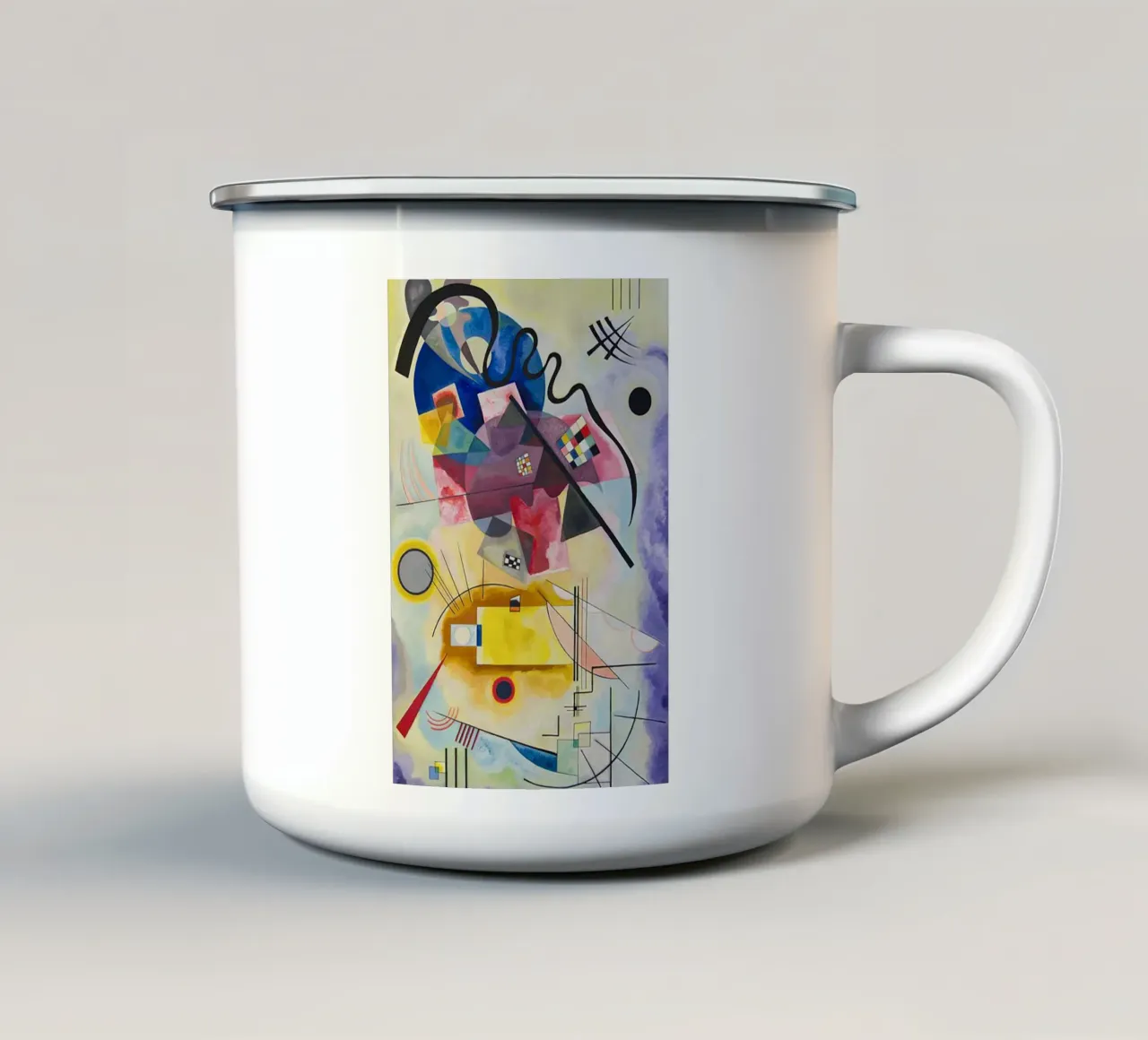 forme sovrapposte macchie colorate tazza in smalto da lara shop