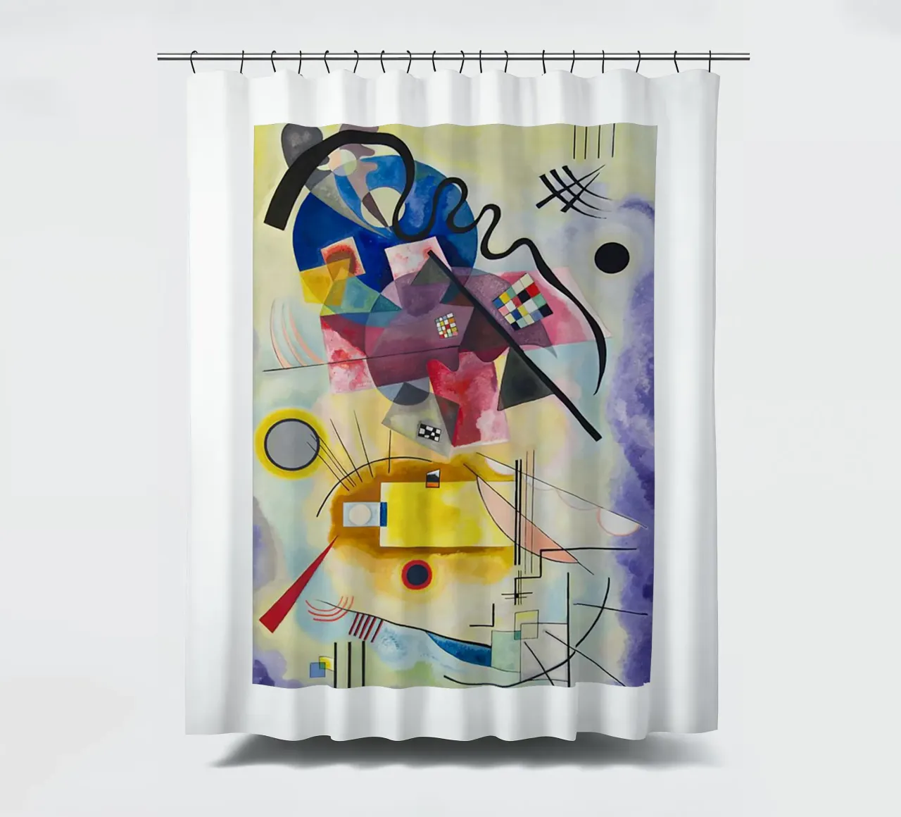 forme sovrapposte macchie colorate tenda da doccia da lara shop