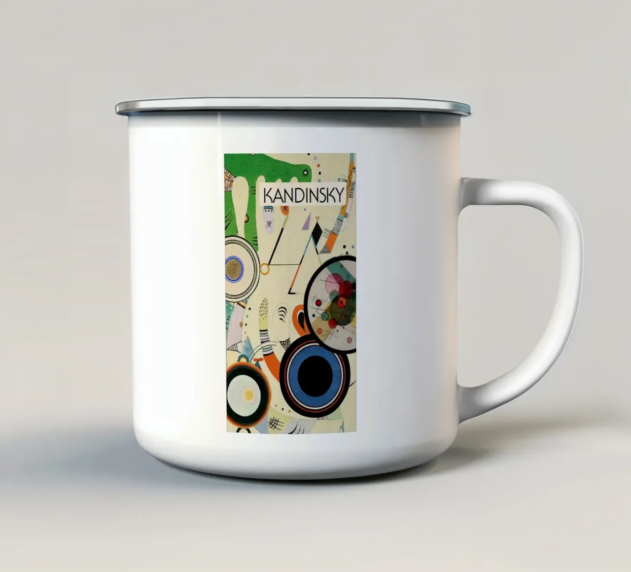 dynamic composition of circular motifs enamel mug by lara shop