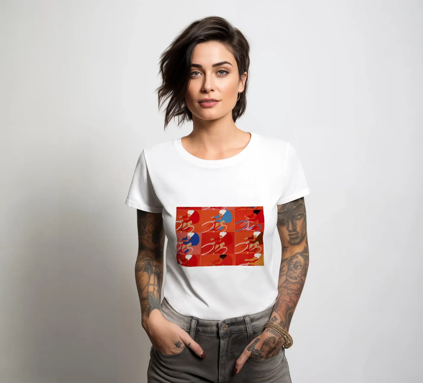 Multiple Cyclists t-shirt da donna da Andy Bridge