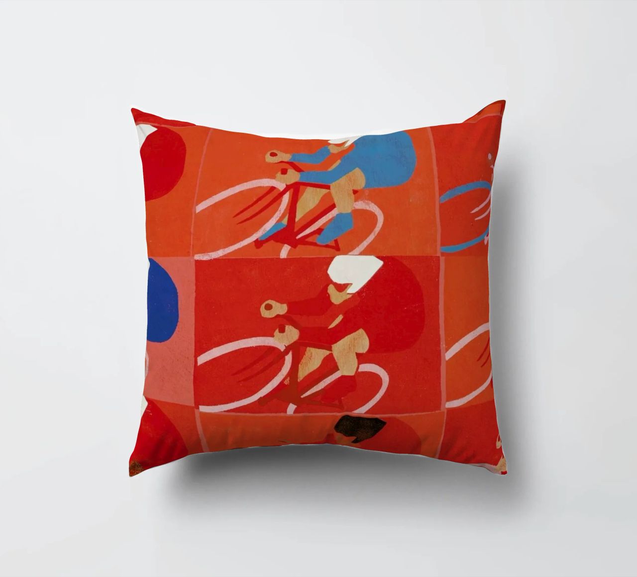 Multiple Cyclists decorative cushion by Andy Bridge