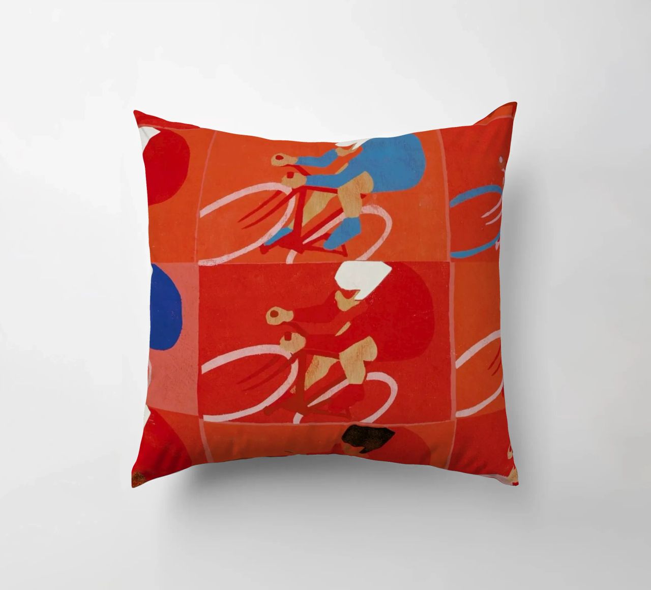 Multiple Cyclists decorative cushion by Andy Bridge