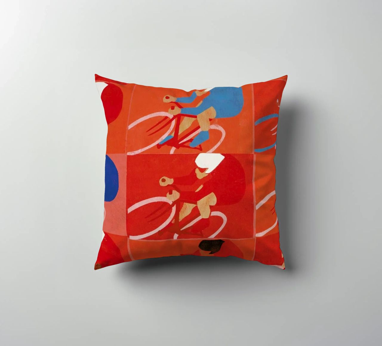 Multiple Cyclists decorative cushion by Andy Bridge