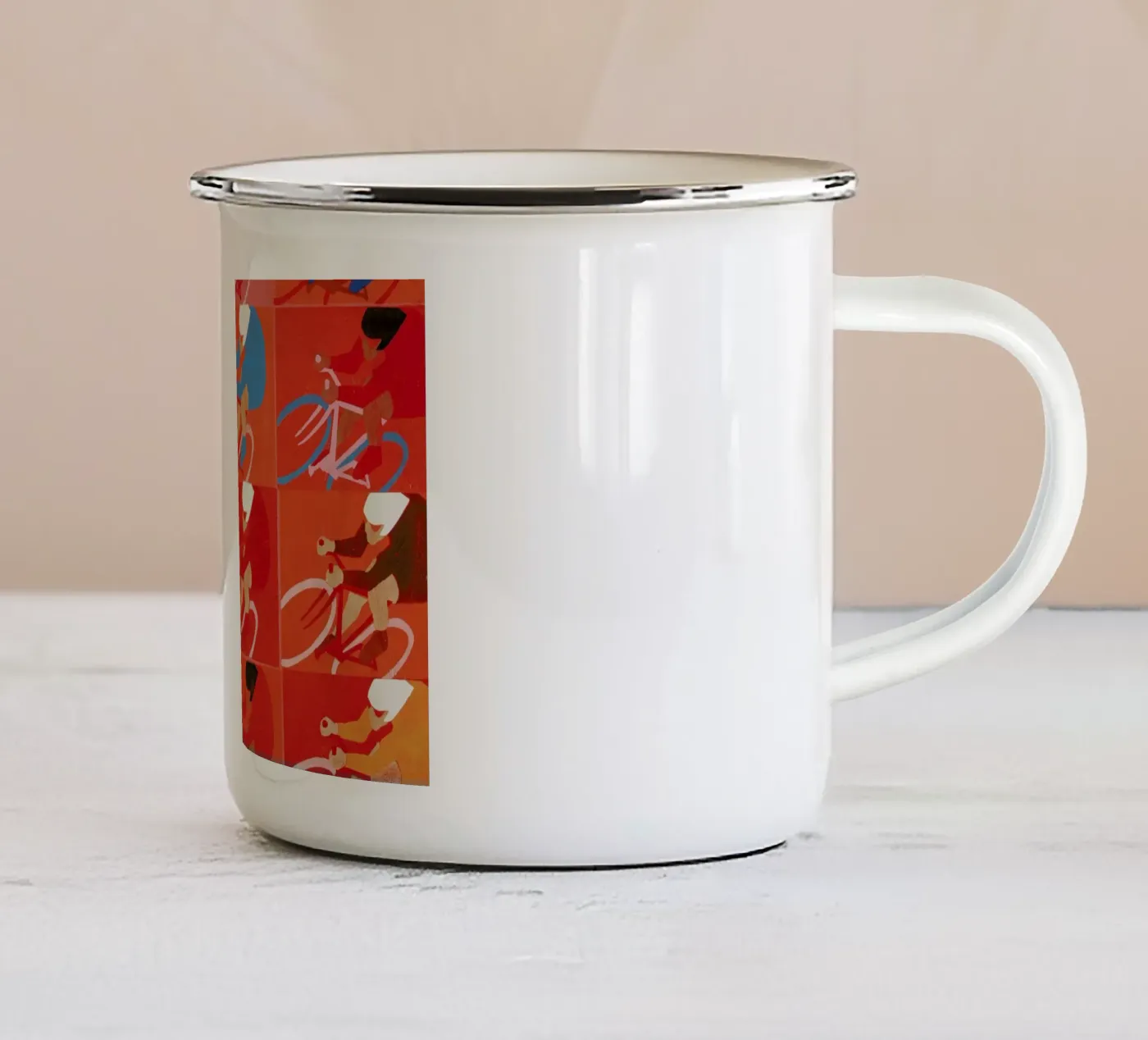 Multiple Cyclists enamel mug by Andy Bridge