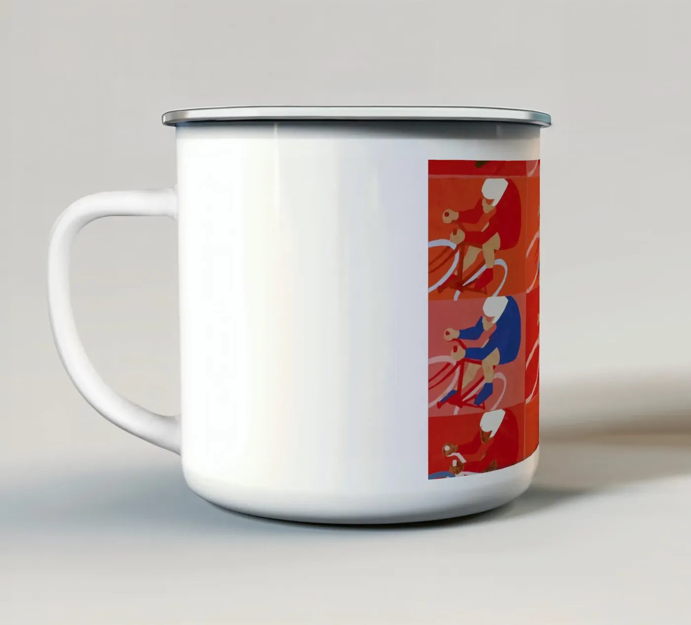 Multiple Cyclists enamel mug by Andy Bridge