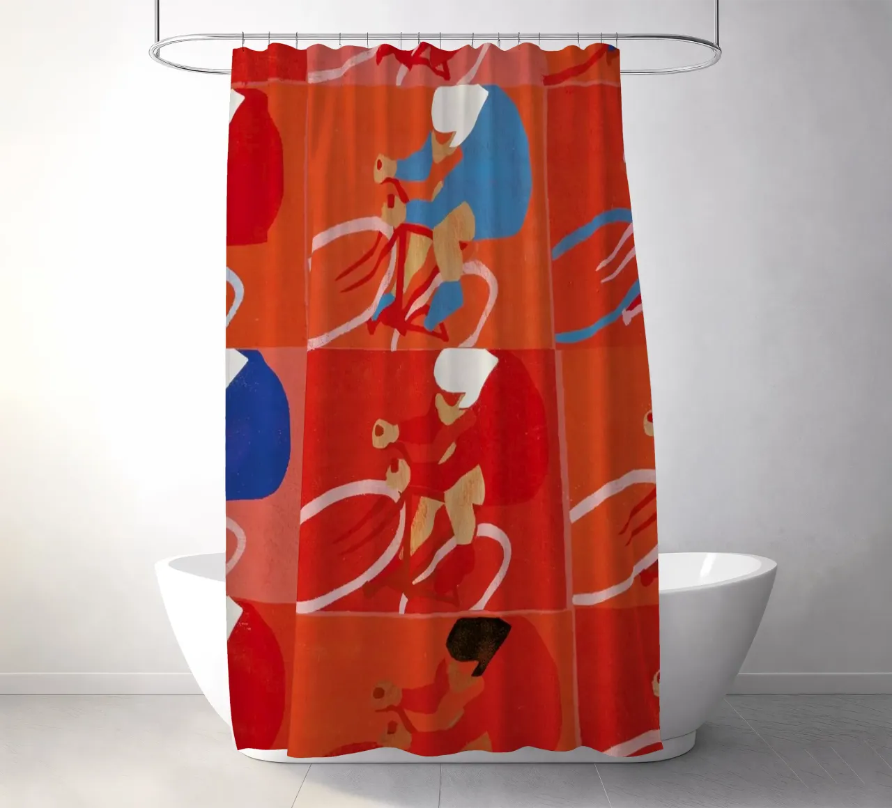 Multiple Cyclists shower curtain by Andy Bridge