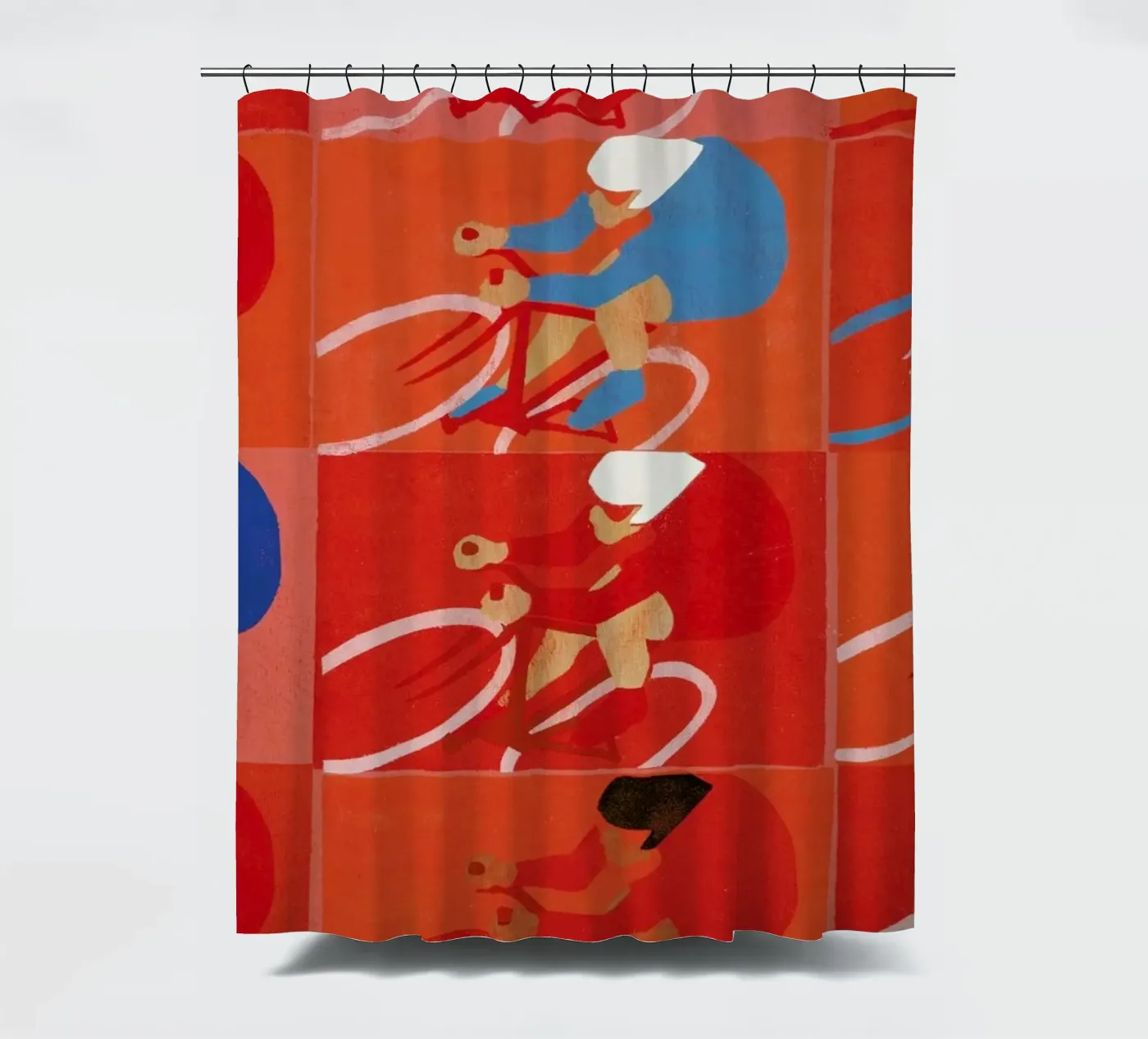 Multiple Cyclists shower curtain by Andy Bridge