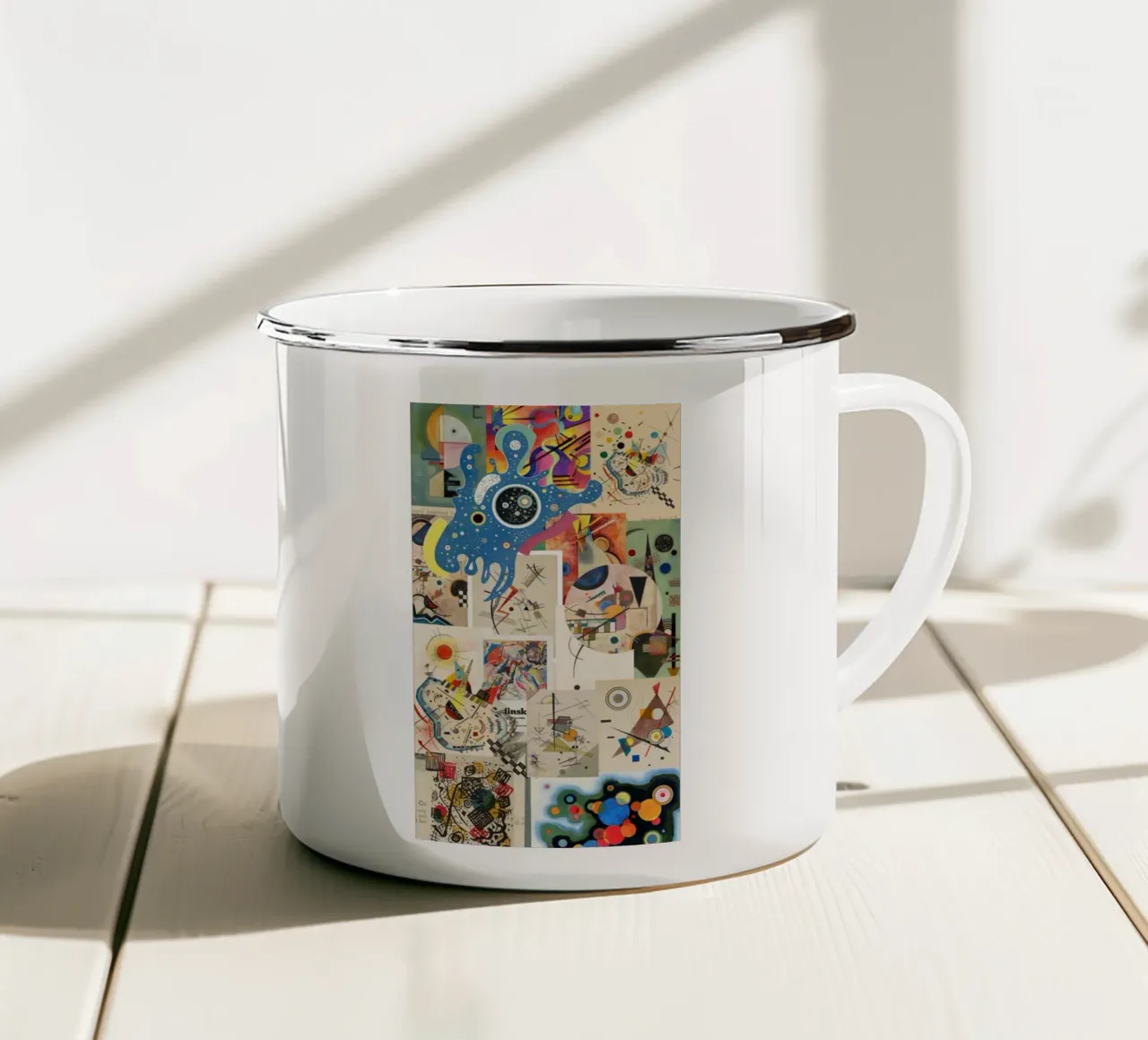 cerchio occhio modello quadrato tazza in smalto da lara shop