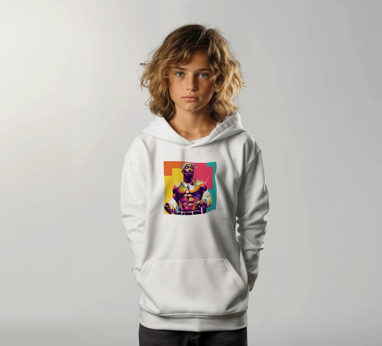 Tupac Shakur WPAP art style felpa bambino con cappuccio da Hantamrata
