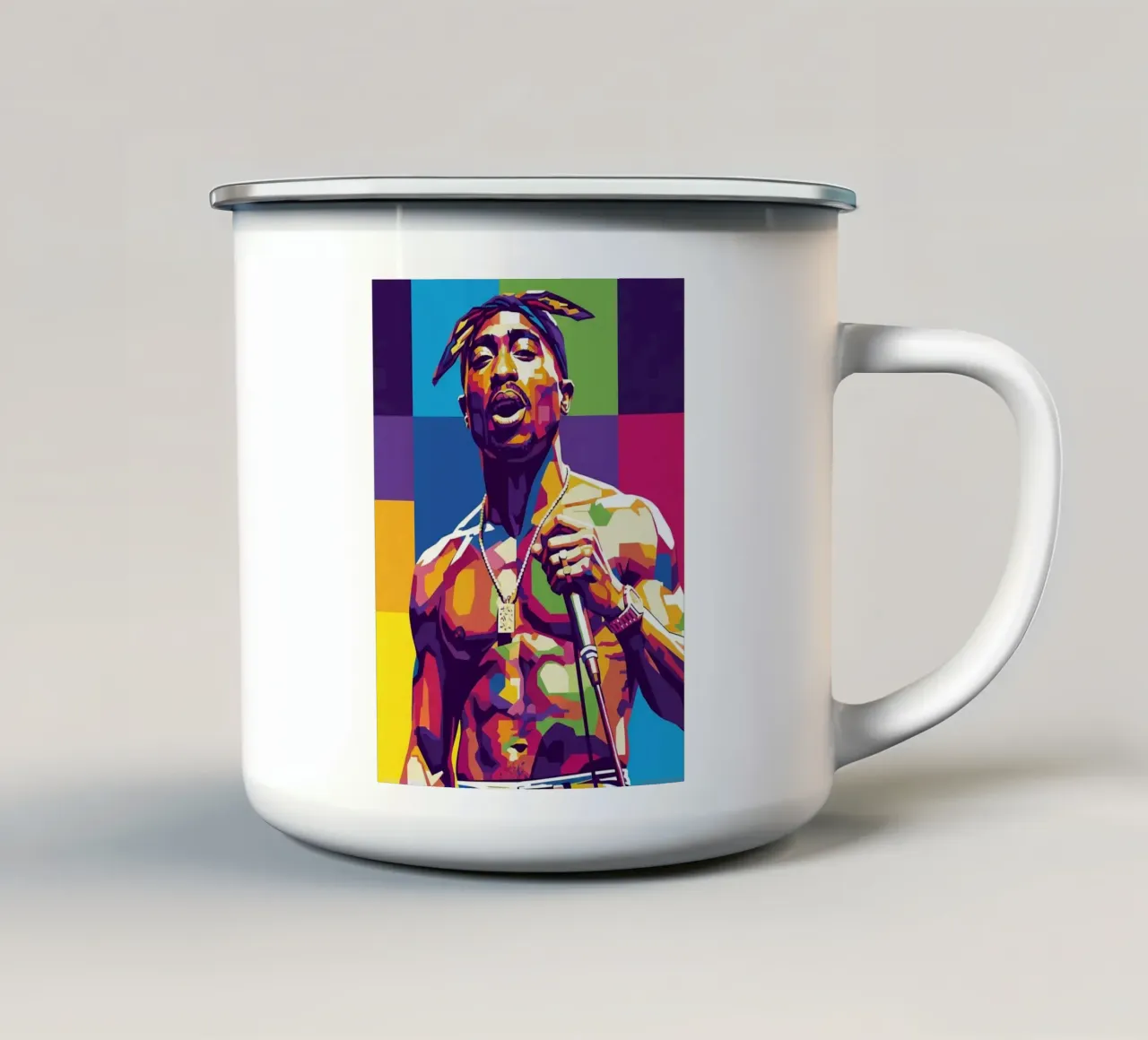 Tupac Shakur hip-hop legend tazza in smalto da Hantamrata