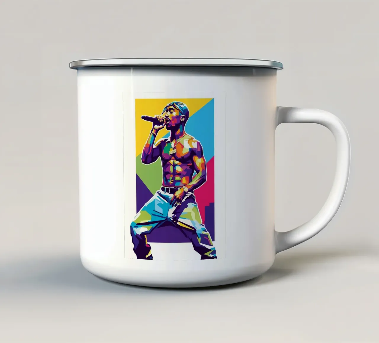 Tupac Shakur on stage tazza in smalto da Hantamrata