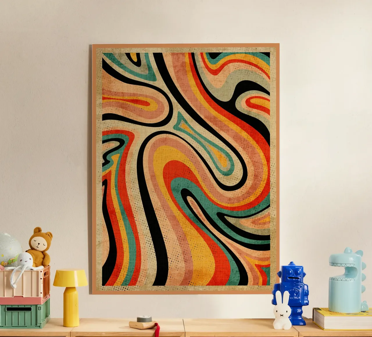 Retro Werveling Abstracte Kunst acryl van Andrew S Morrison