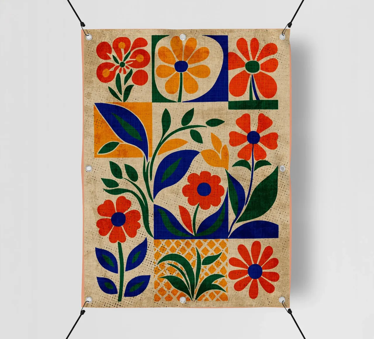 Fiori retrò anni '60 telo in pvc da Andrew S Morrison