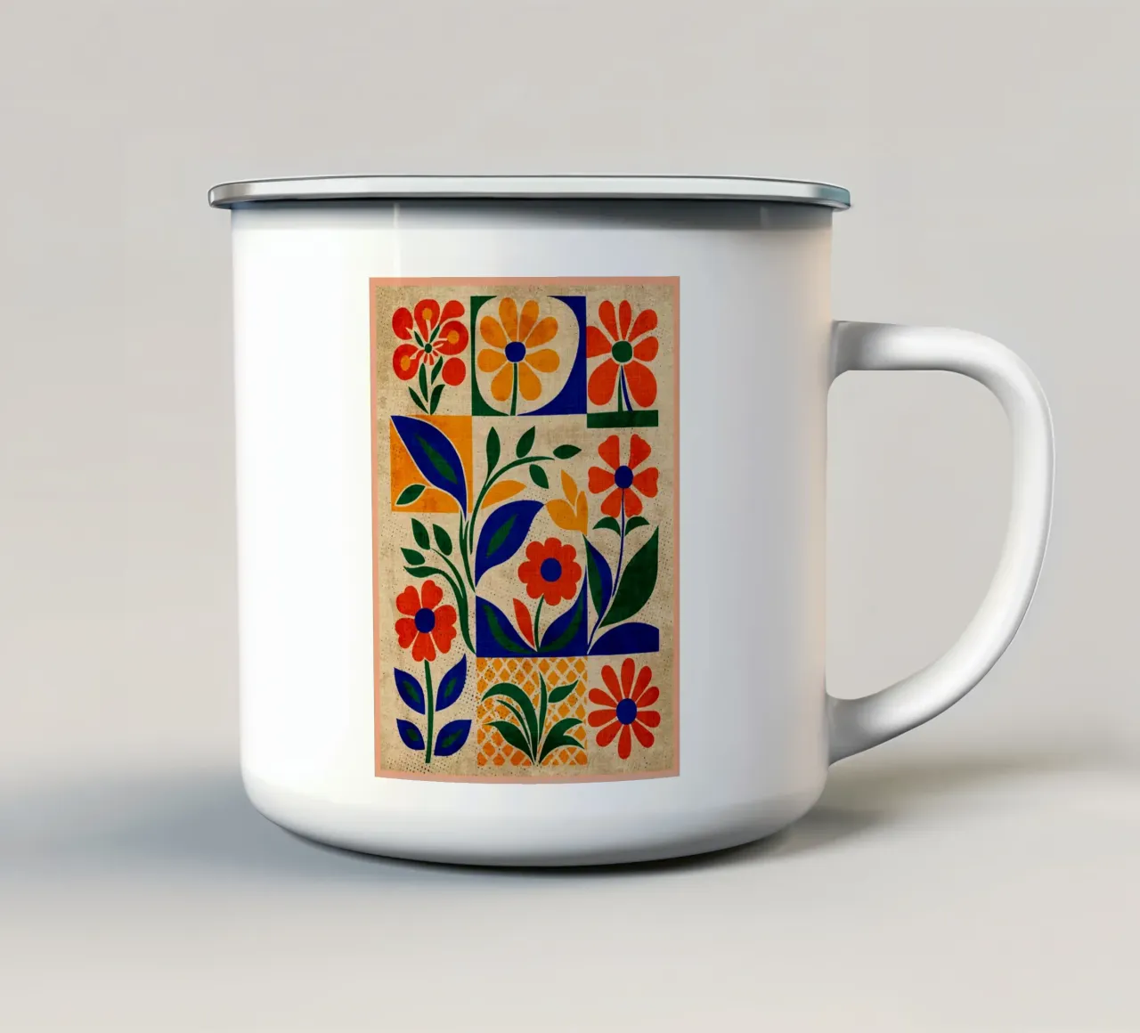 Fiori retrò anni '60 tazza in smalto da Andrew S Morrison