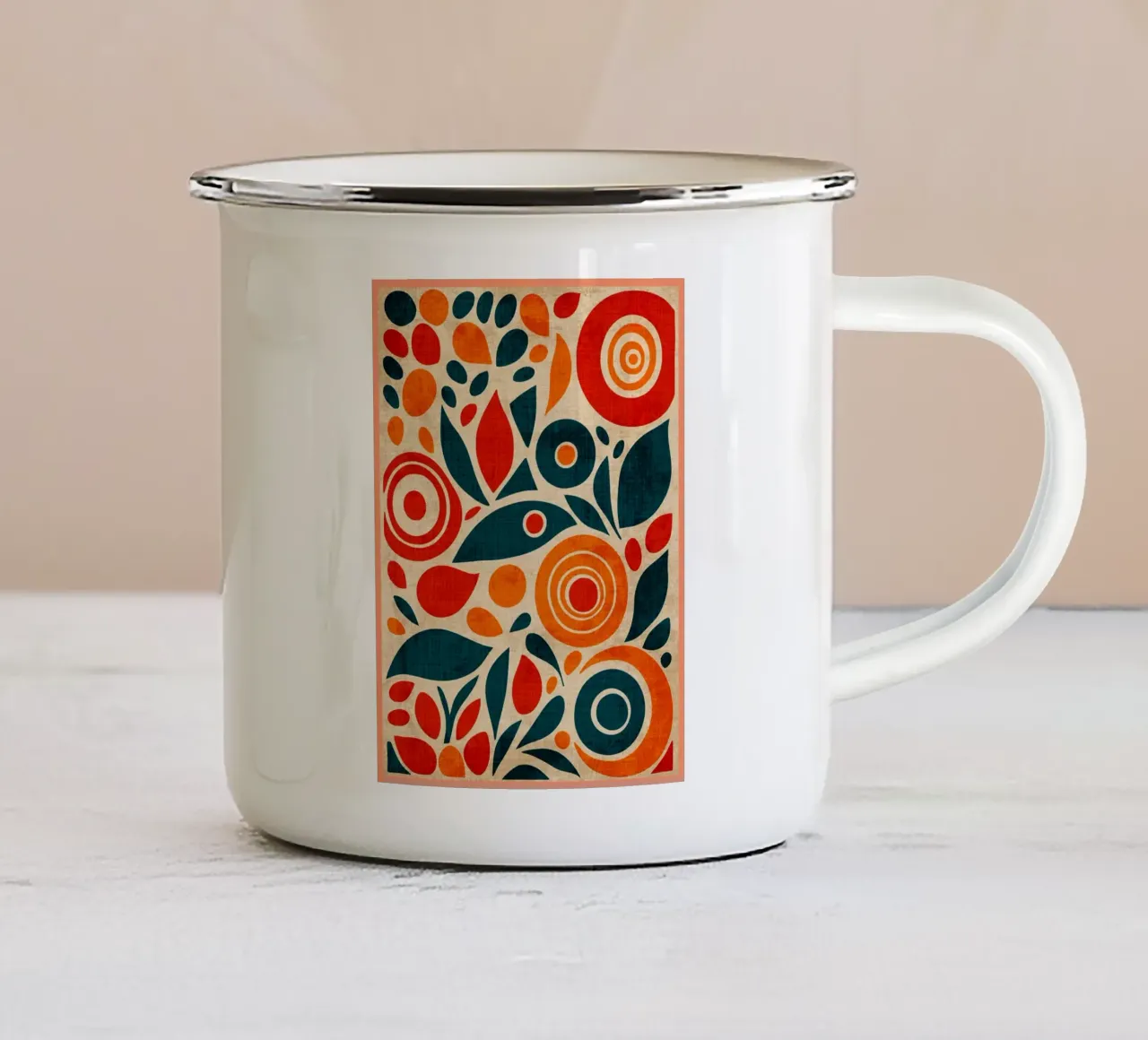 Design astratto retrò tazza in smalto da Andrew S Morrison