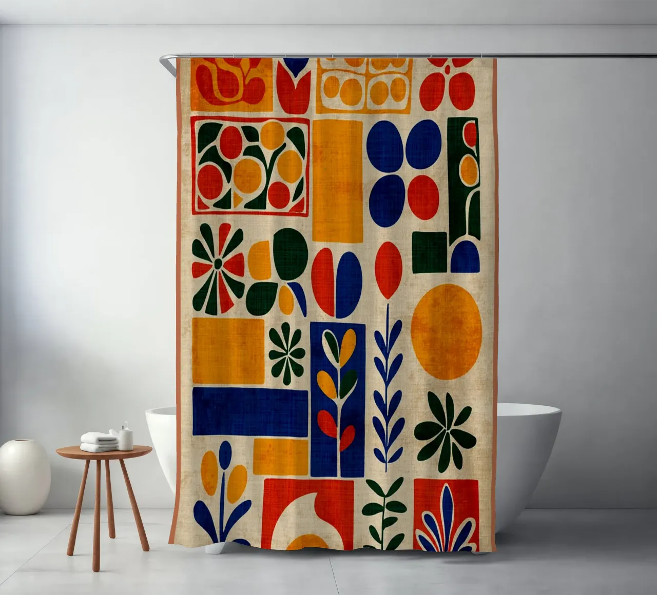 Retro 70s abstracte print douchegordijn van Andrew S Morrison