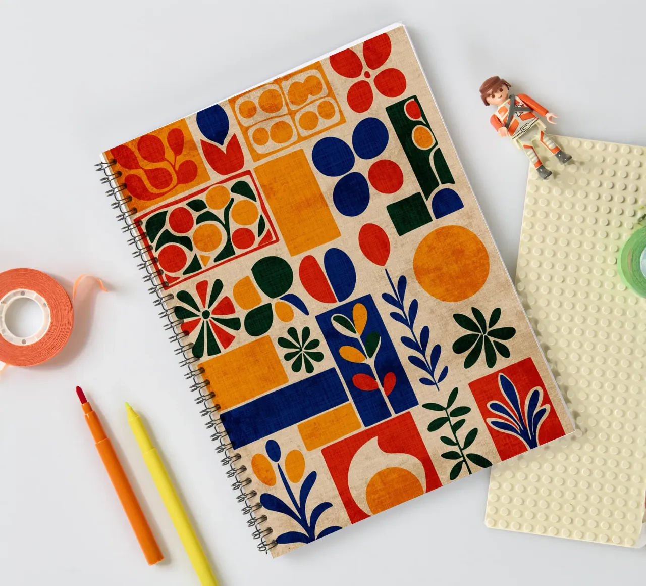 Retro 70s Abstract Print spiral notebook by Andrew S Morrison