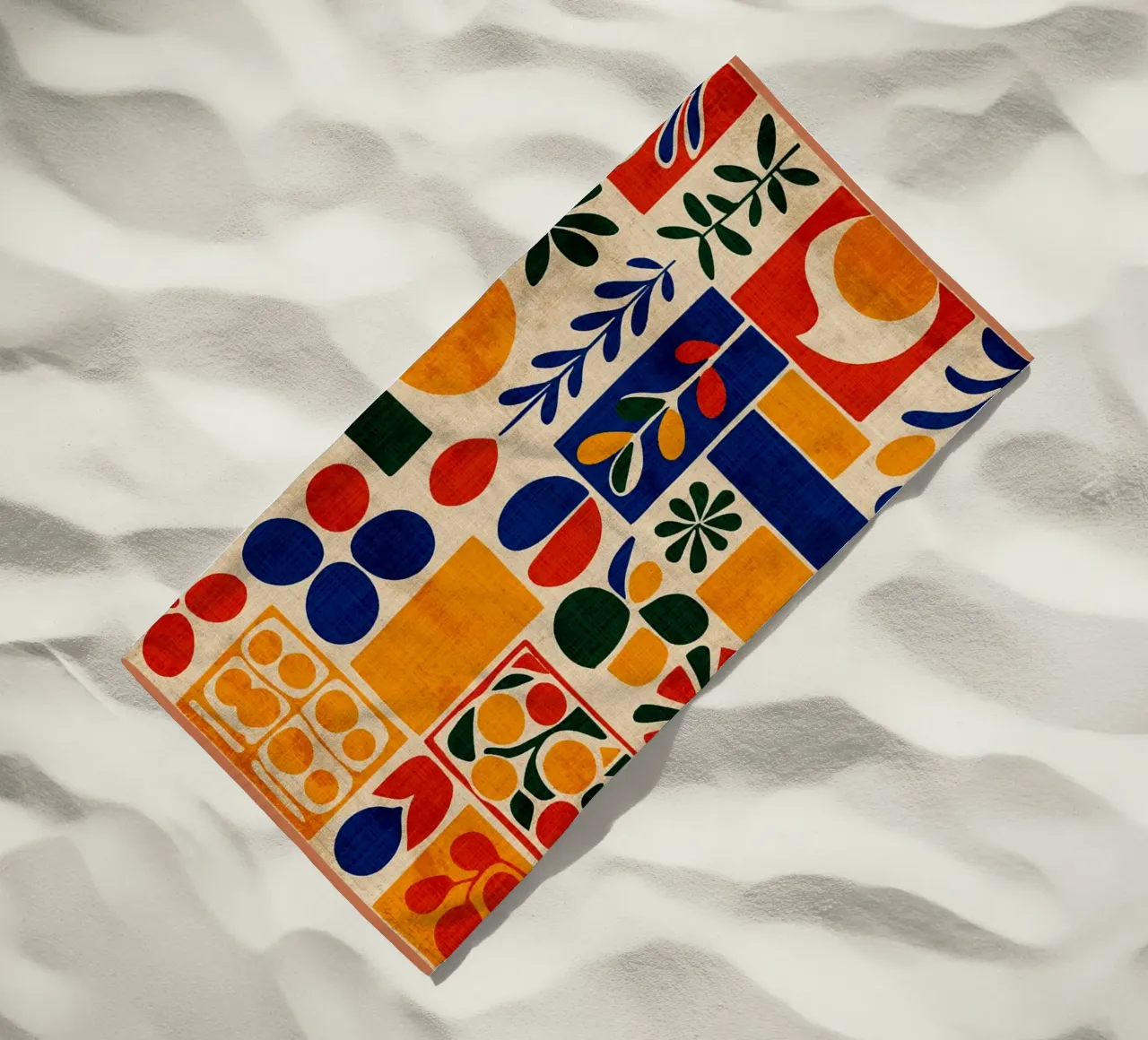 Retro 70s abstracte print strandhanddoek van Andrew S Morrison