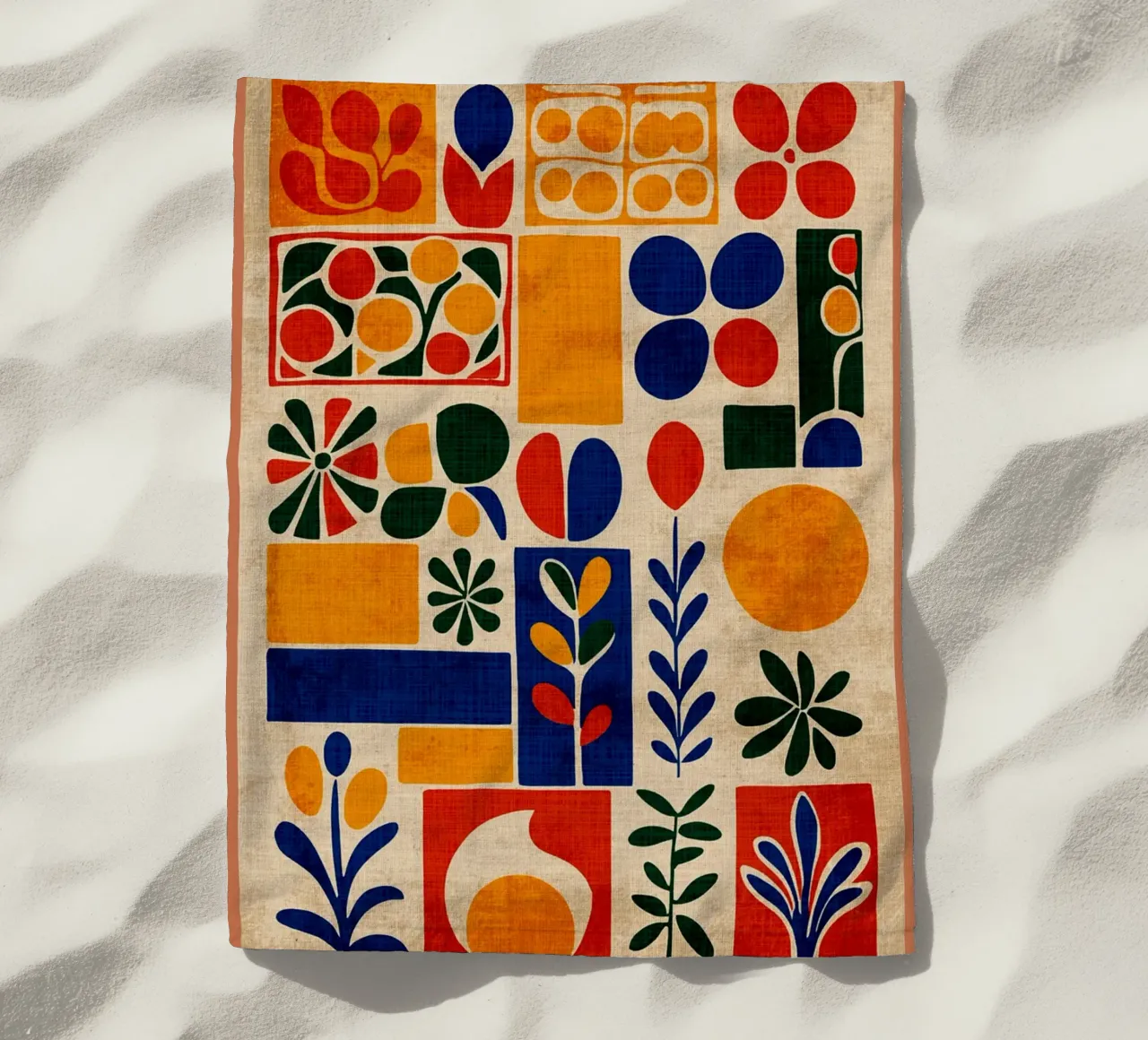 Retro 70s abstracte print strandhanddoek van Andrew S Morrison