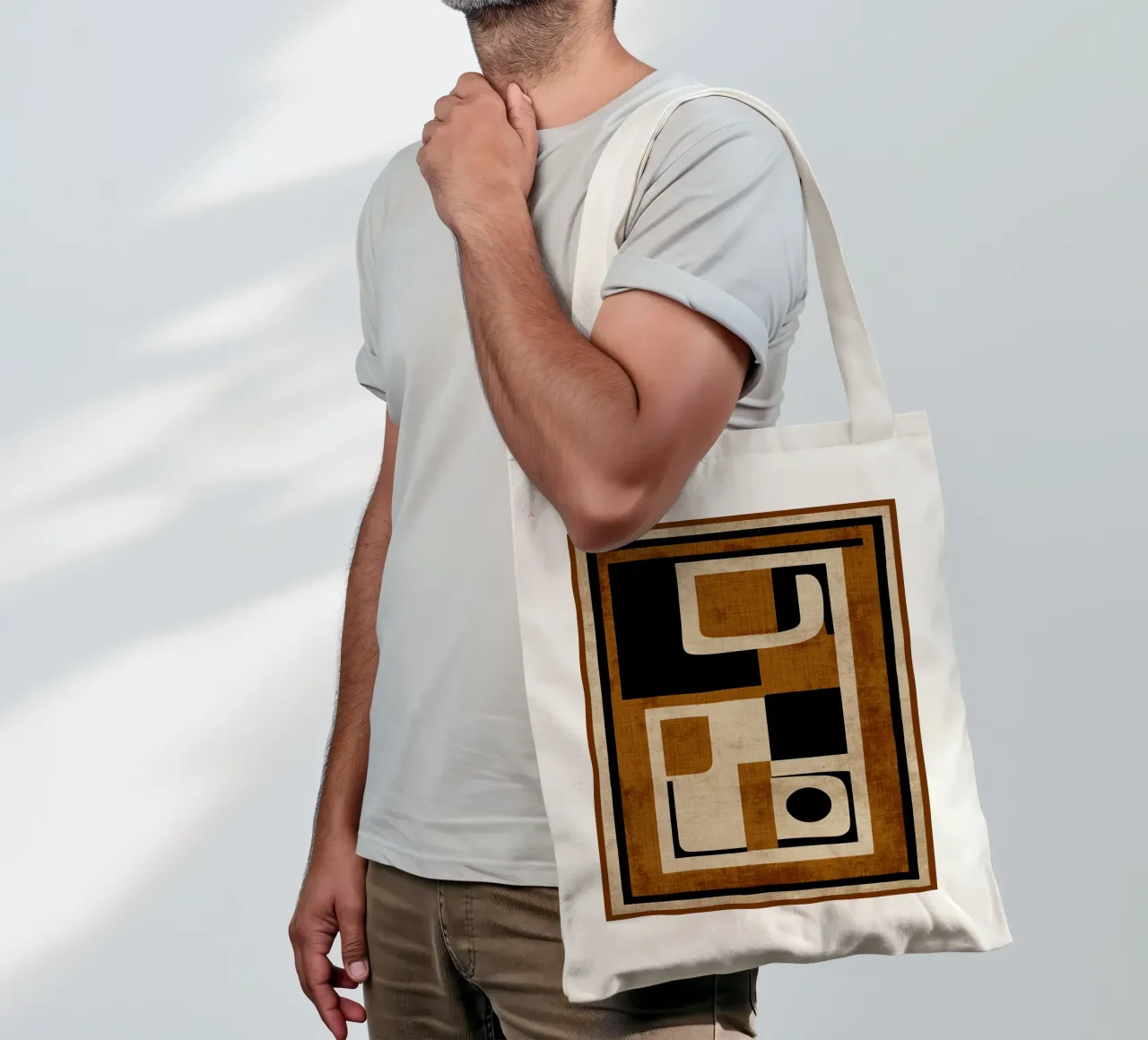 Design geometrico moderno borsa in juta da Terry Jason Kratz