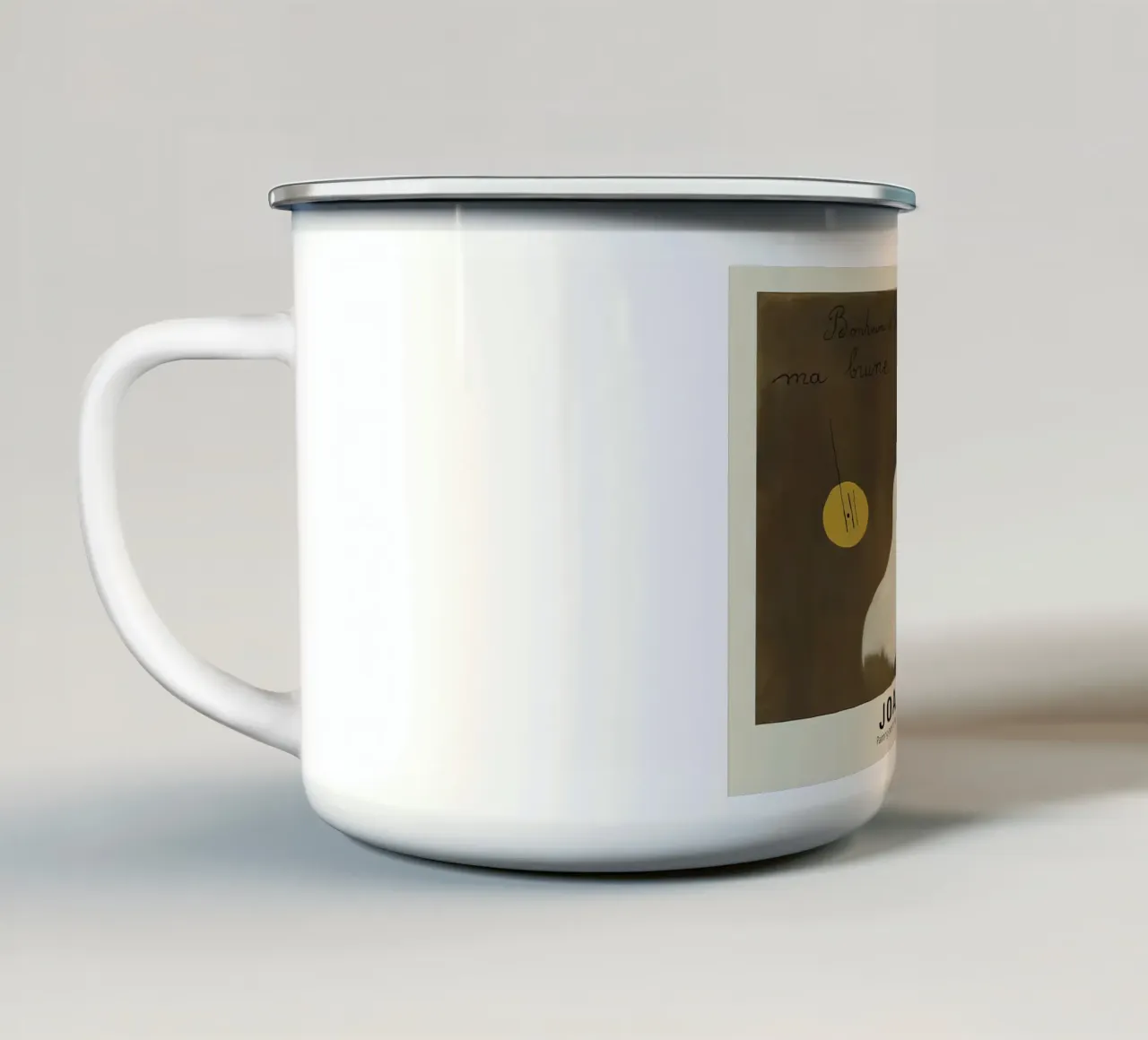 Joan Miro Gemälde Gedicht Das Glück, meine Brünette zu lieben 1925-2 Emaille Tasse von Dixon-Gallery