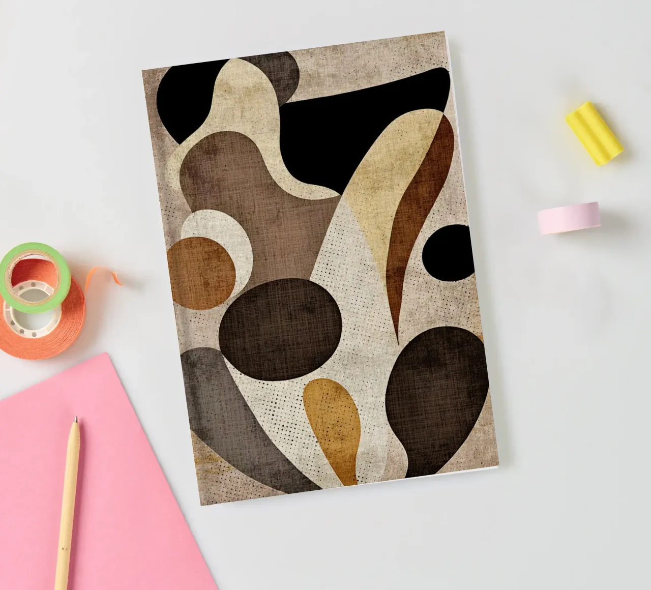 Black and Beige Abstract notebook by GaryStudio