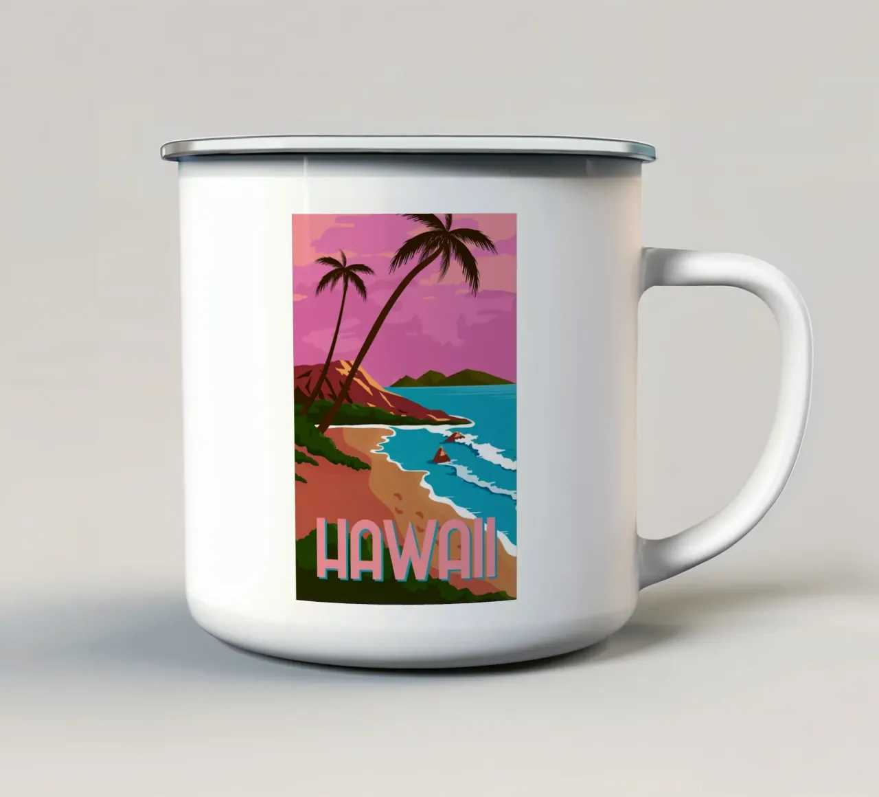 HAWAII TRAVEL POSTER tazza in smalto da Sebastian shop