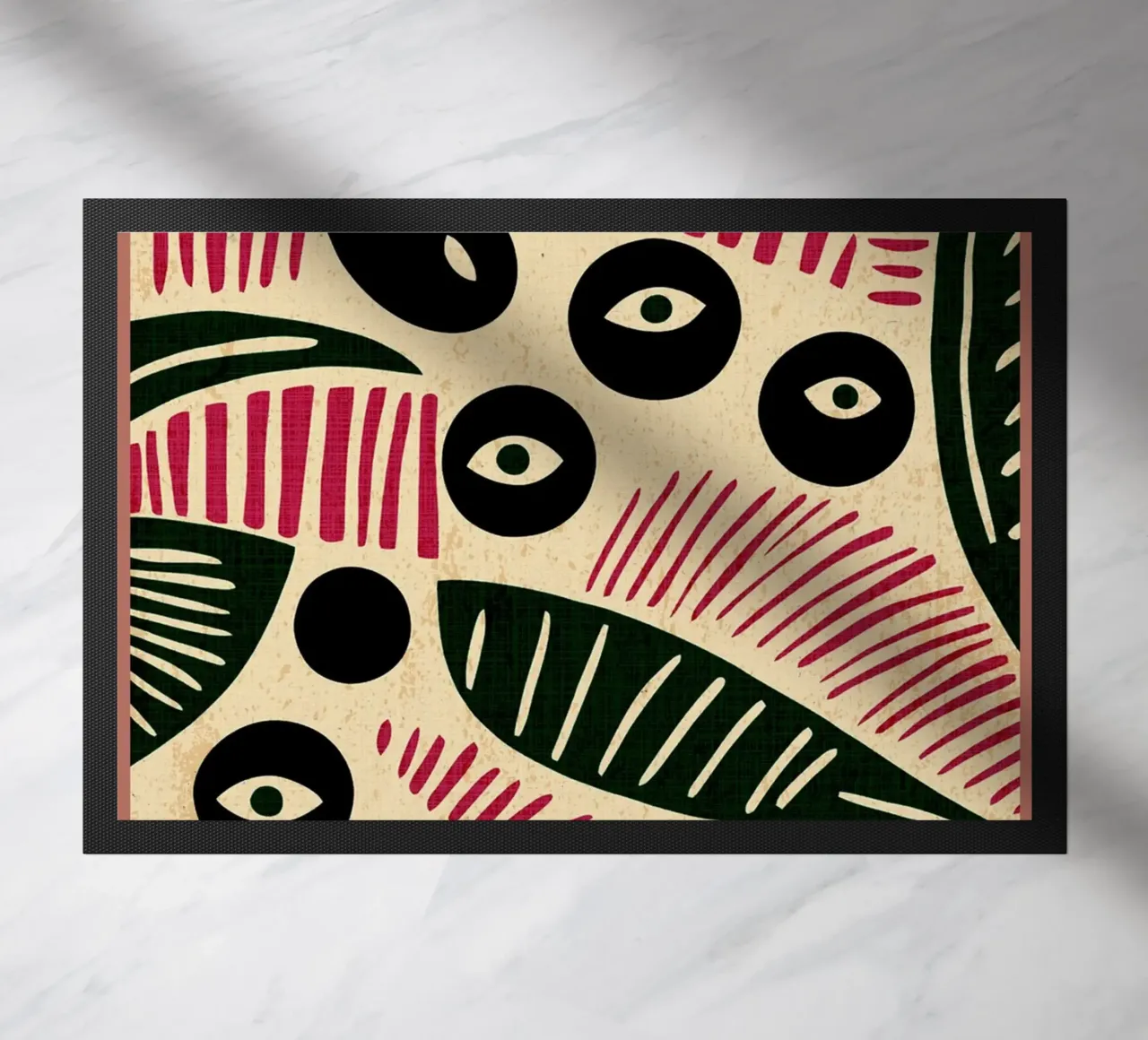Abstract Eye and Leaf Pattern doormat by GaryStudio