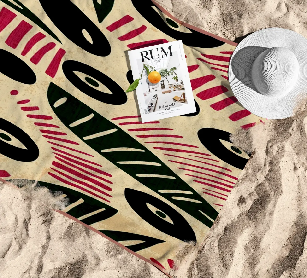 Abstract Eye and Leaf Pattern beach towel by GaryStudio