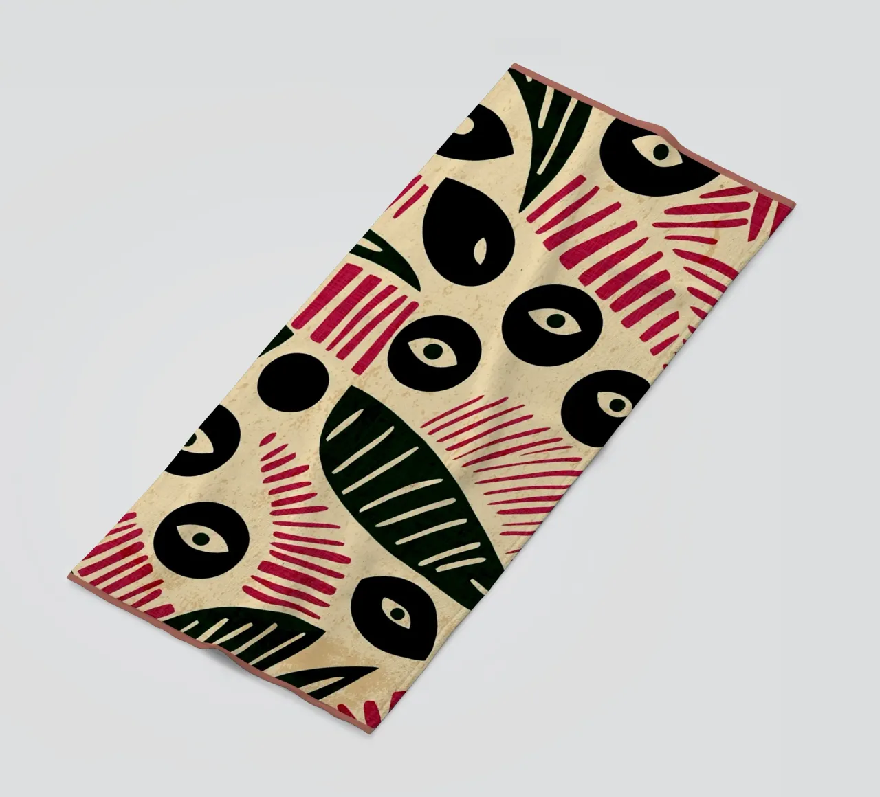 Abstract Eye and Leaf Pattern beach towel by GaryStudio