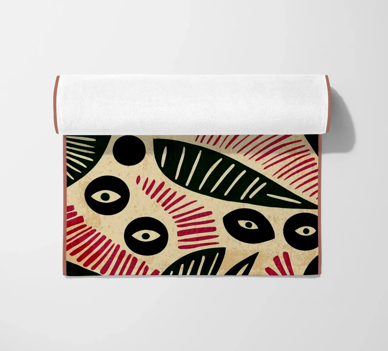 Abstract Eye and Leaf Pattern beach towel by GaryStudio