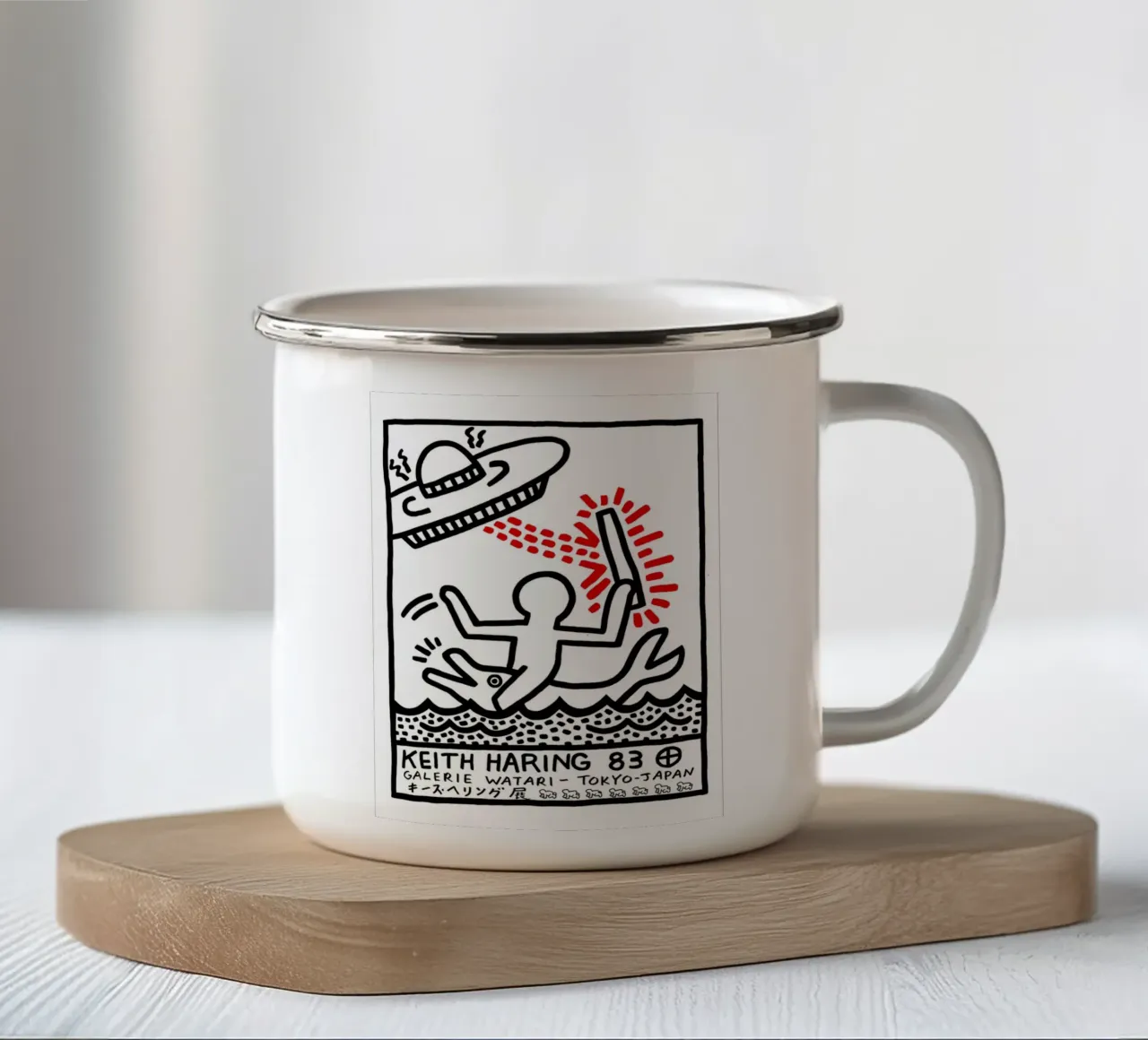 Keith Haring Galerie Watari 1983 tazza in smalto da Sebastian shop