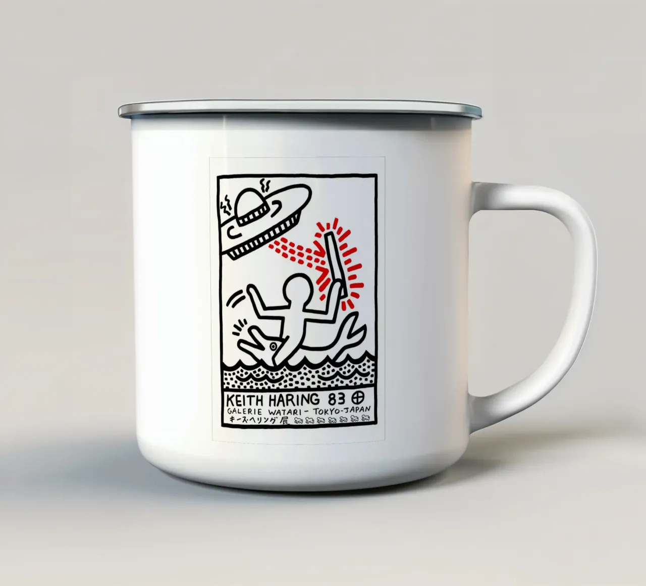 Keith Haring Galerie Watari 1983 tazza in smalto da Sebastian shop