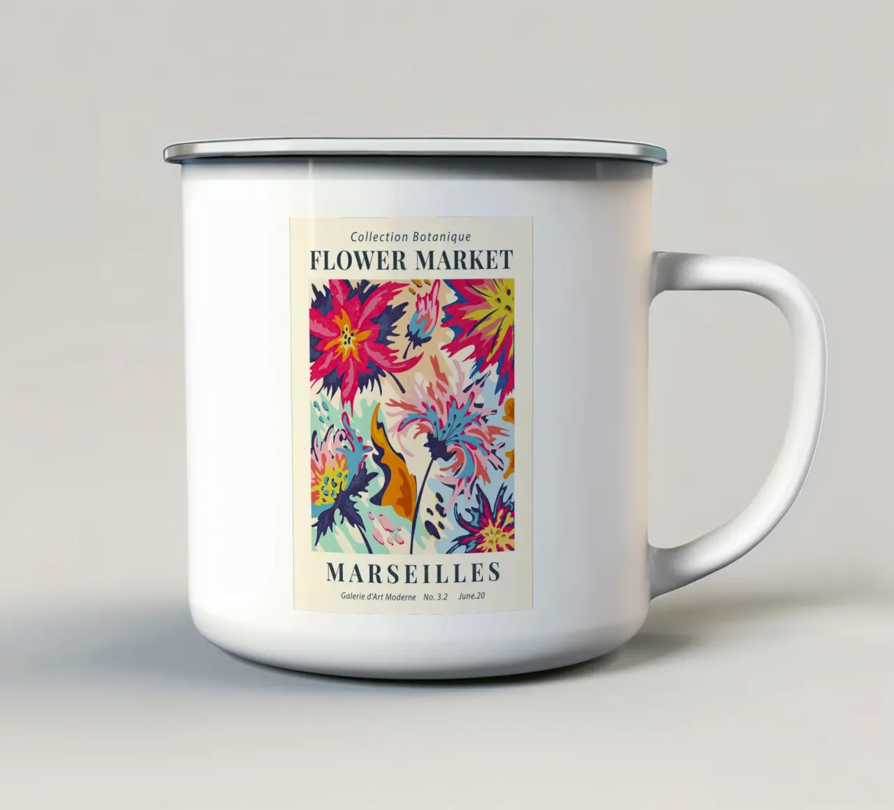 Mercato dei fiori di Marsiglia tazza in smalto da TekleDawit
