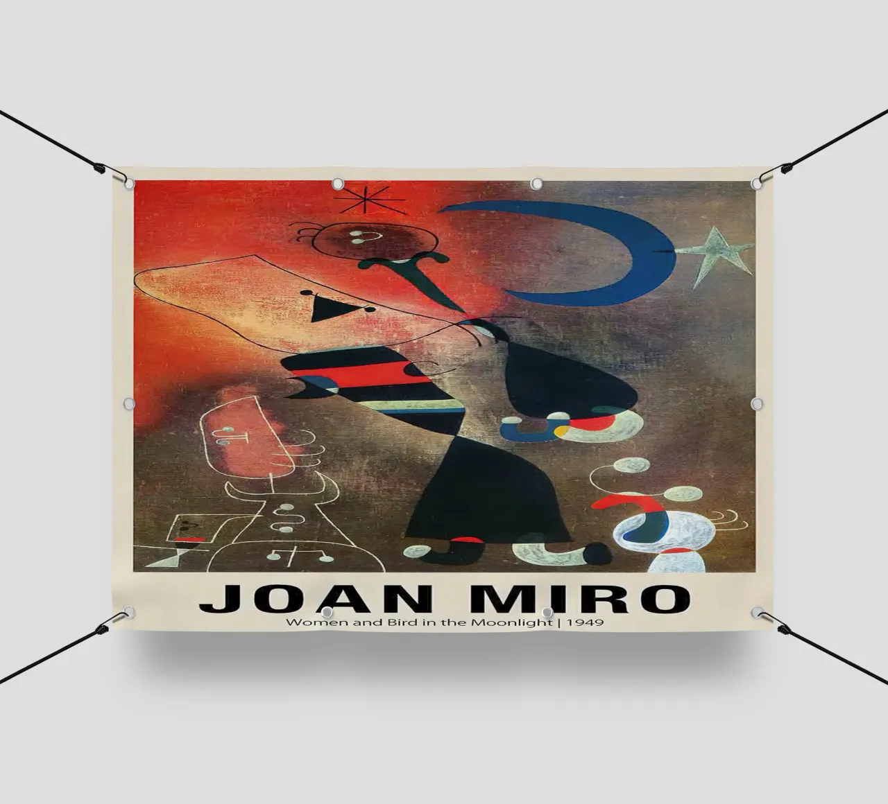 Donne e uccelli al chiaro di luna 1949 Di Joan Miro telo in pvc da Dixon-Gallery