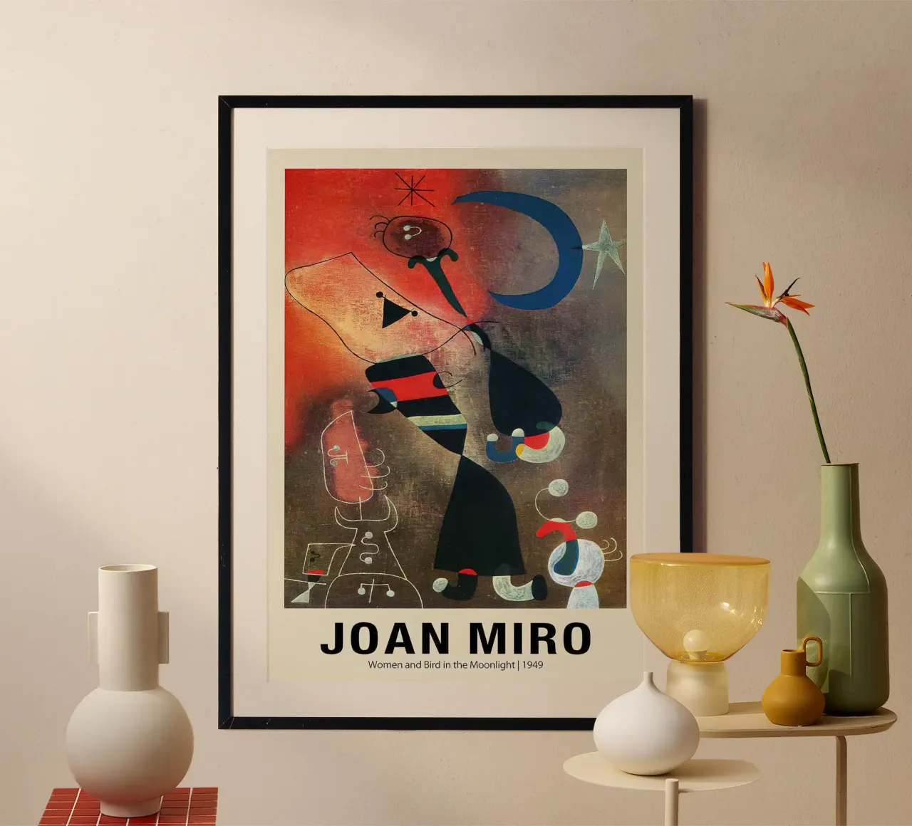 Donne e uccelli al chiaro di luna 1949 Di Joan Miro carta hahnemühle da Dixon-Gallery