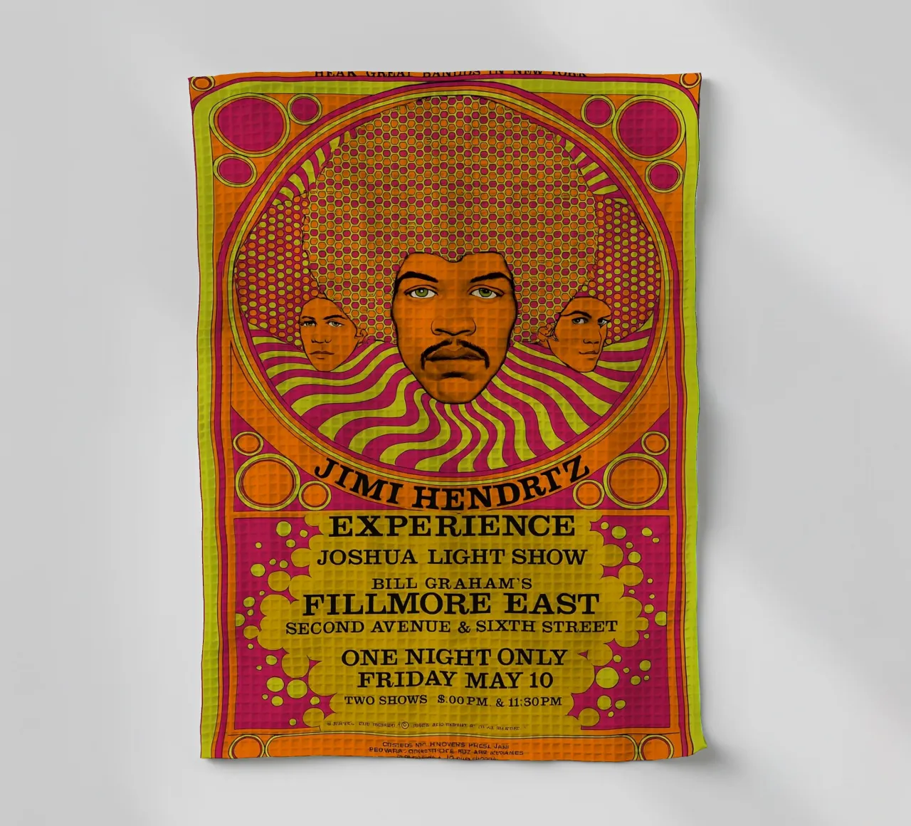 1968 Jimi Hendrix Experience Fillmore East Original Concert canovaccio da cucina da DGUnder