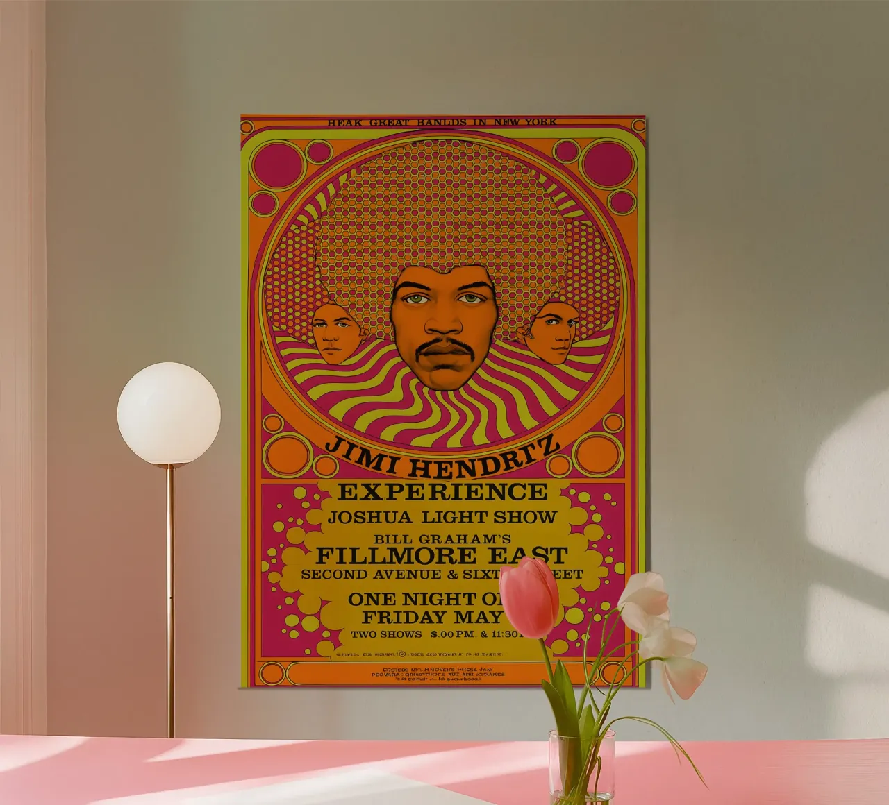 1968 Jimi Hendrix Experience Fillmore East Original Concert carta hahnemühle da DGUnder