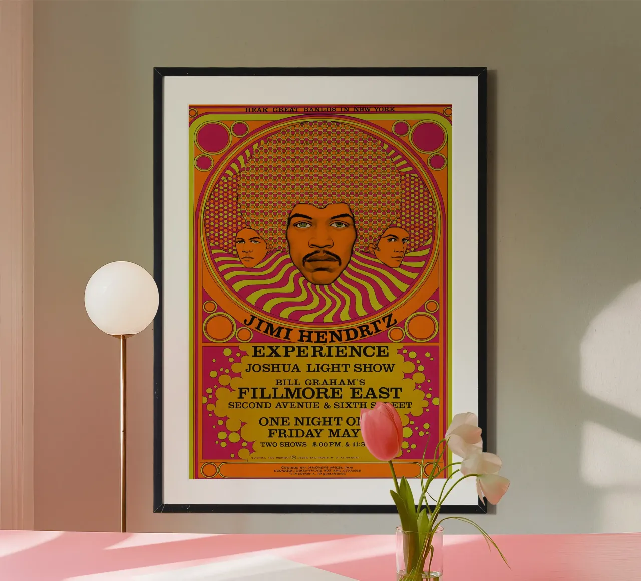 1968 Jimi Hendrix Experience Fillmore East Original Concert carta hahnemühle da DGUnder