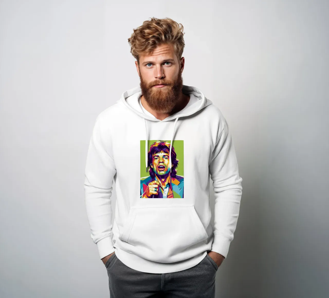 Mick Jagger iconic style felpa con cappuccio da Hantamrata