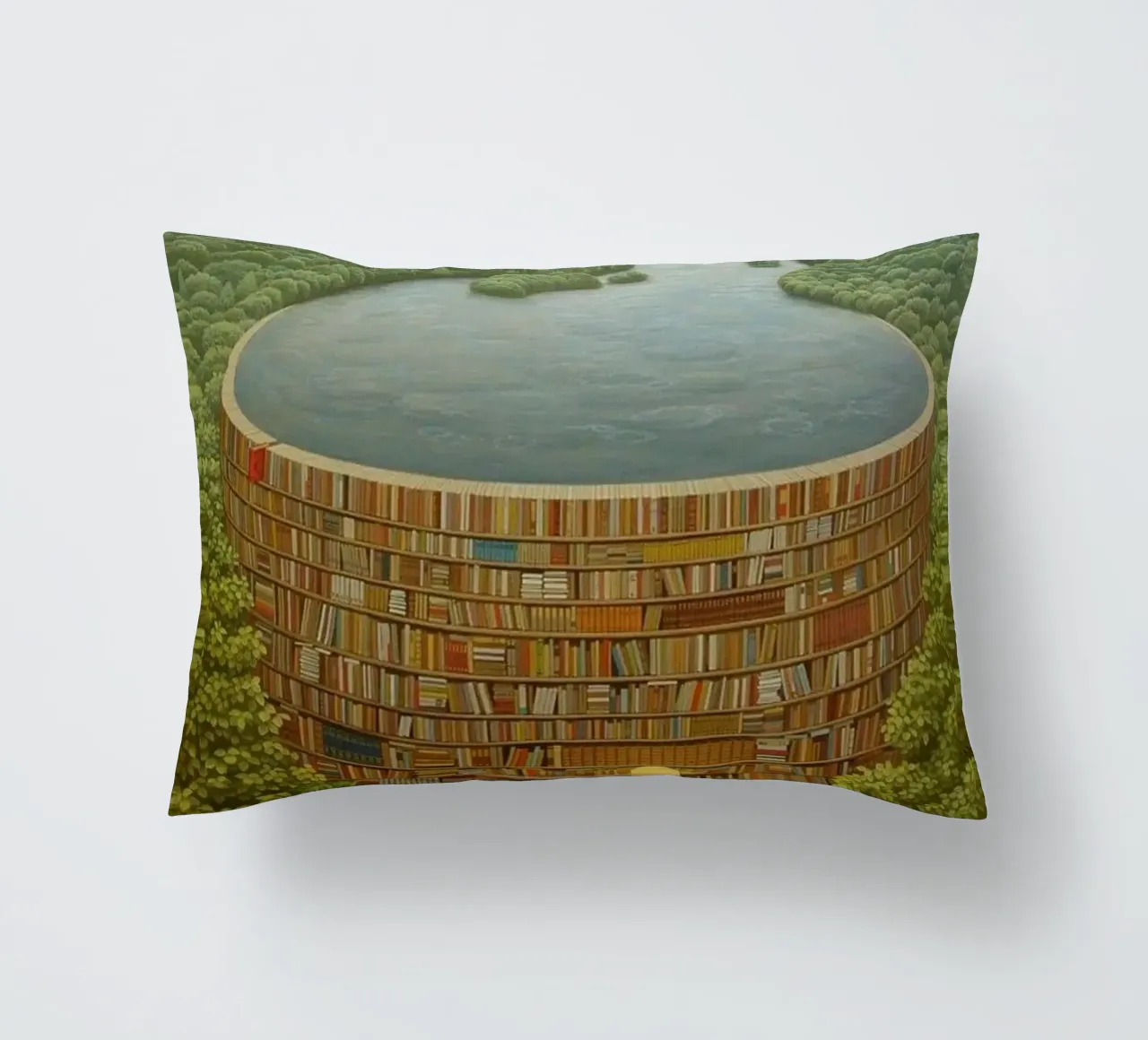 Bible Dam By Jacek Yerka decorative cushion by Trudeau Art Galley