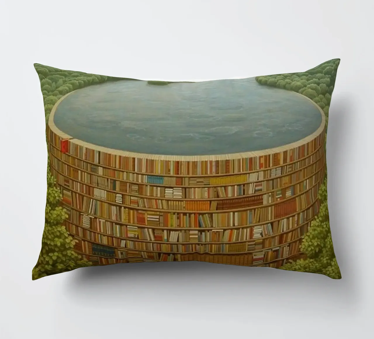 Bible Dam By Jacek Yerka decorative cushion by Trudeau Art Galley