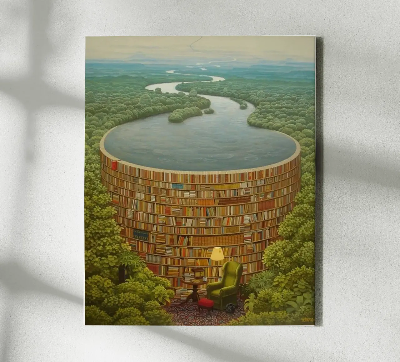 Bibbia Dam Di Jacek Yerka tela con Cornice a cassetta da Trudeau Art Galley
