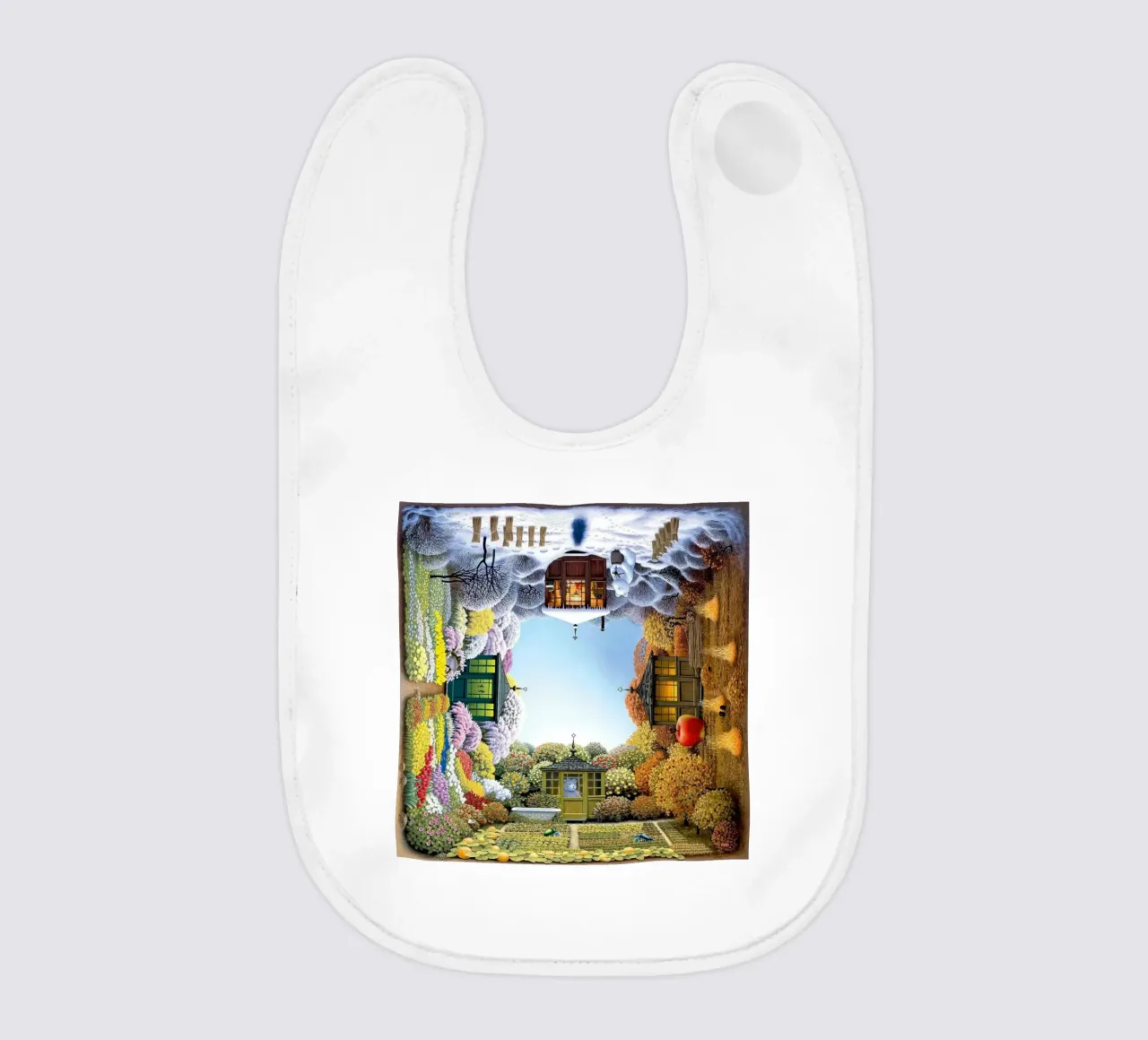 Colorful on each different season By Jacek Yerka baby bib by Trudeau Art Galley