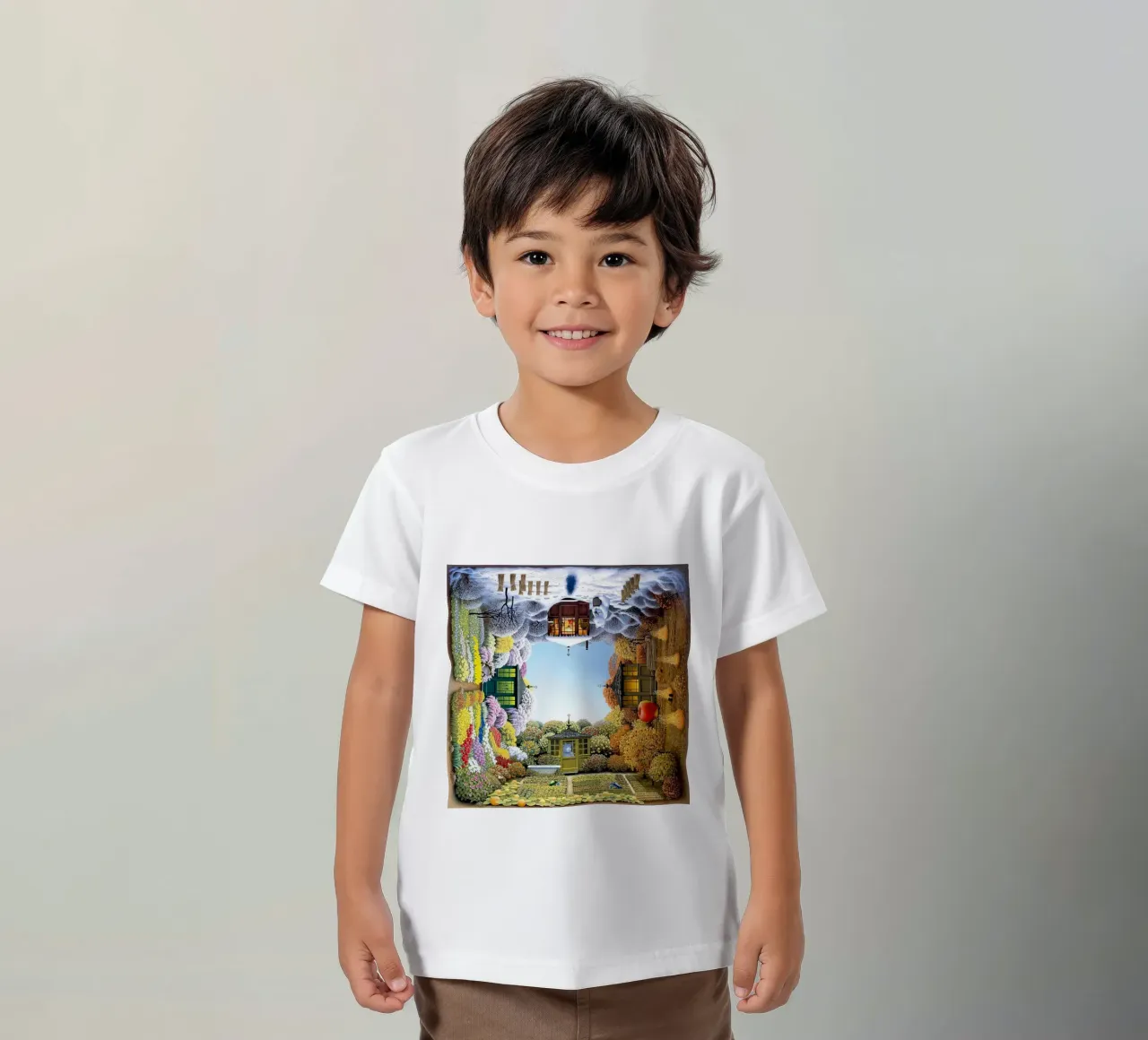 Colorful on each different season By Jacek Yerka kids t-shirt by Trudeau Art Galley