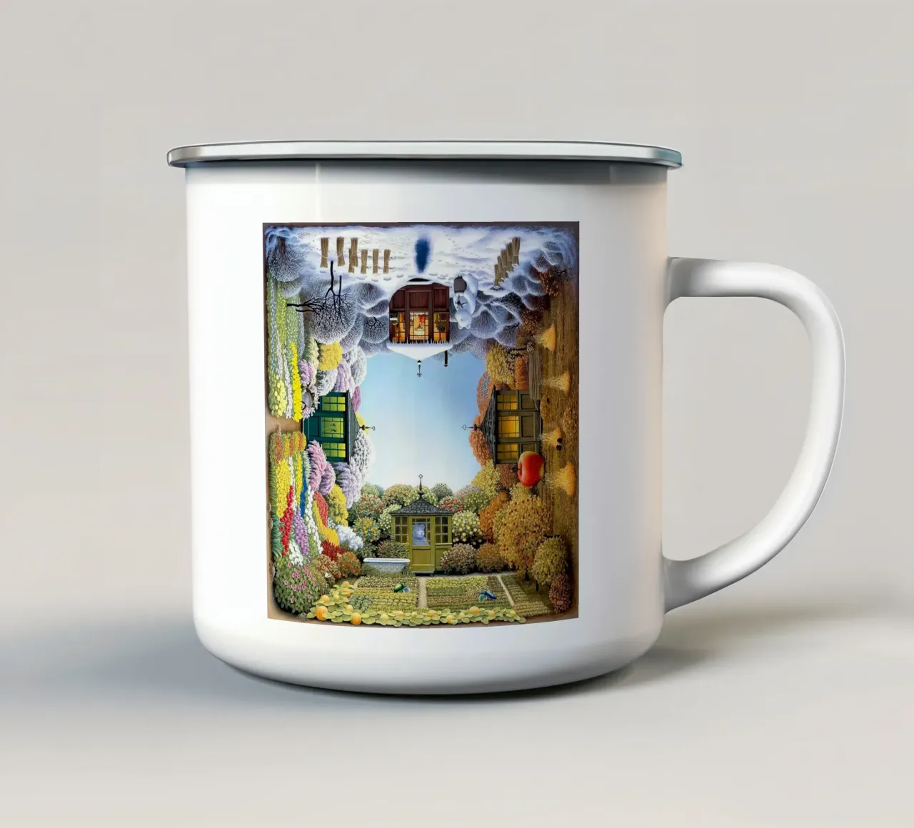Colorée à chaque saison Par Jacek Yerka mug en émail de Trudeau Art Galley