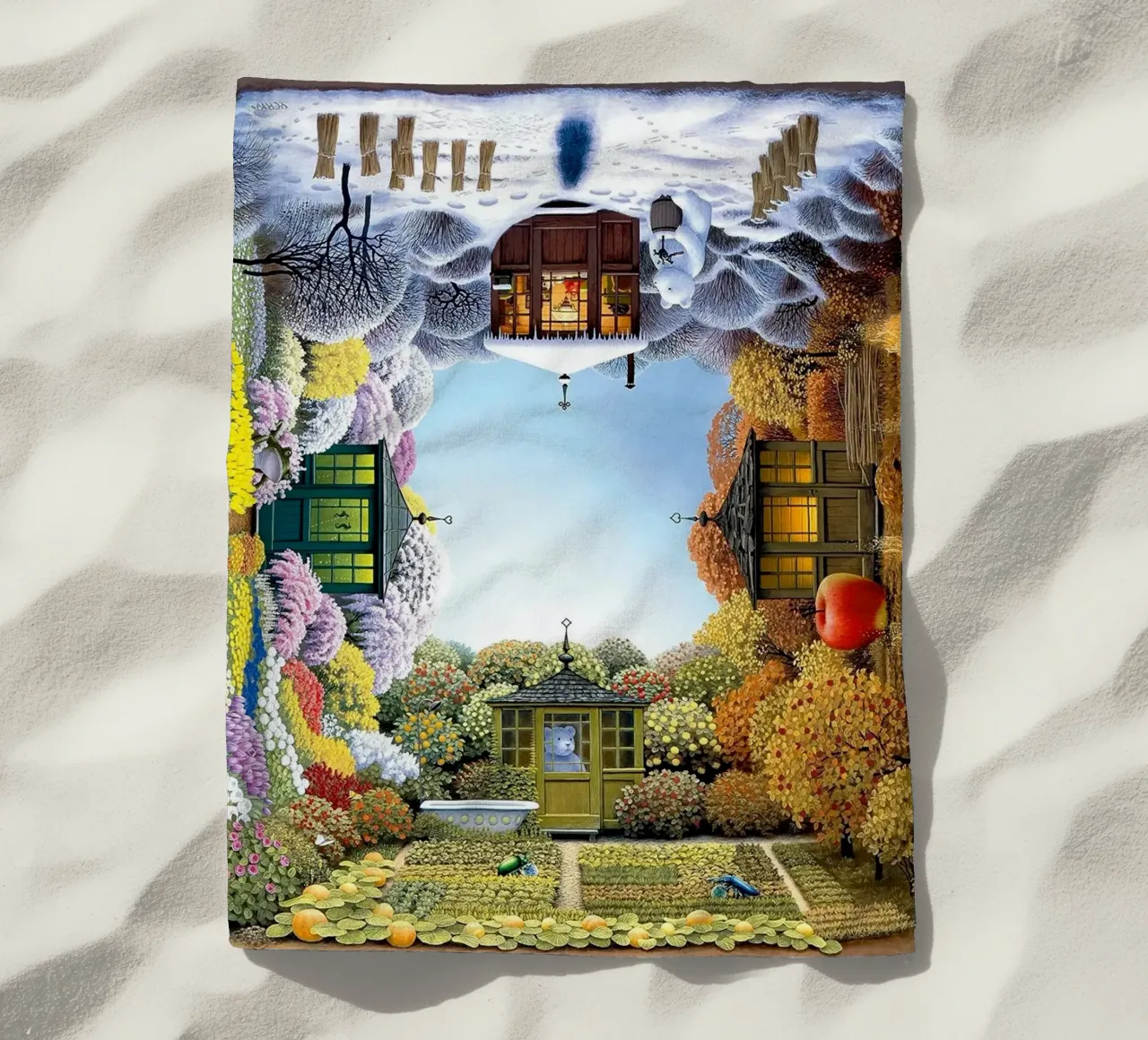 Colorful on each different season By Jacek Yerka beach towel by Trudeau Art Galley