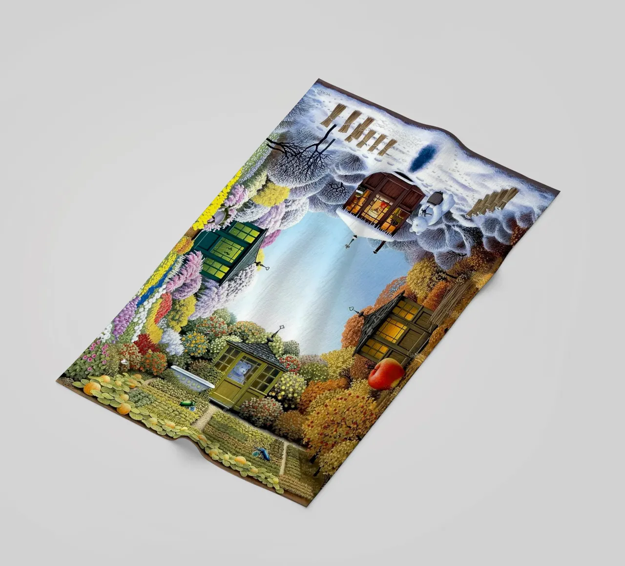 Colorful on each different season By Jacek Yerka beach towel by Trudeau Art Galley