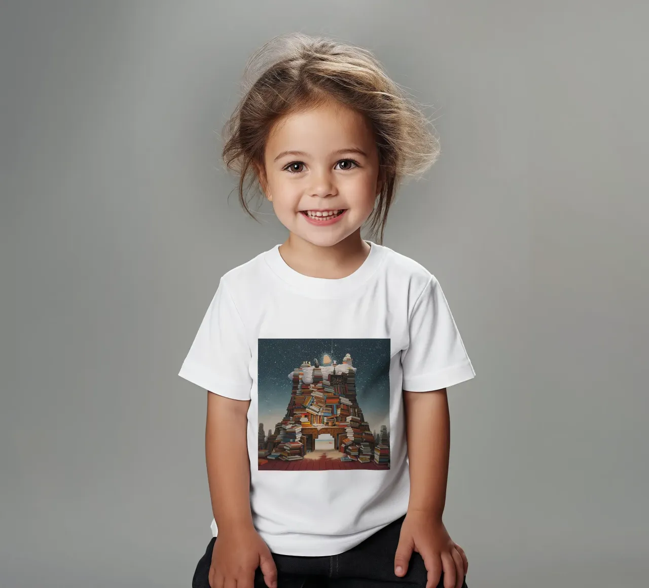 Night Reading By Jacek Yerka kids t-shirt by Trudeau Art Galley