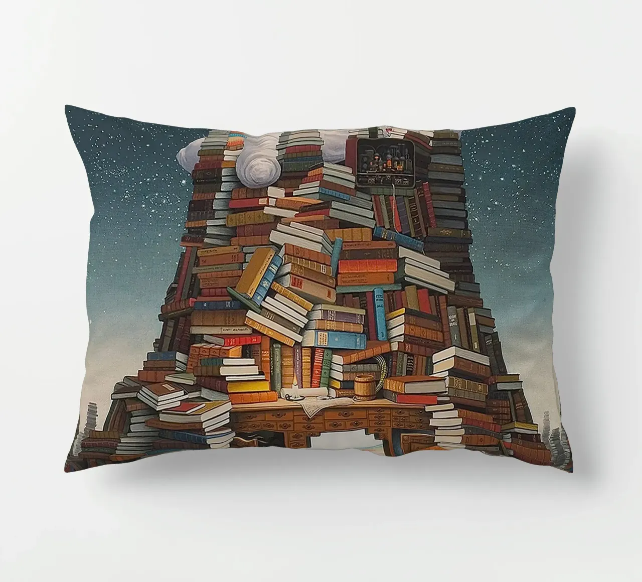 Lettura notturna di Jacek Yerka cuscino da Trudeau Art Galley